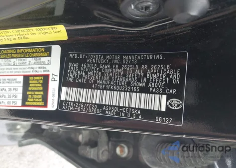 2013 Toyota Camry Se из США, поврежденный, VIN 4T1BF1FK6DU232165